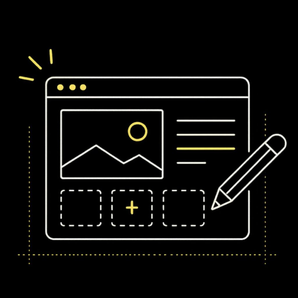 "Icône représentant la création de site internet vitrine ou e-commerce"