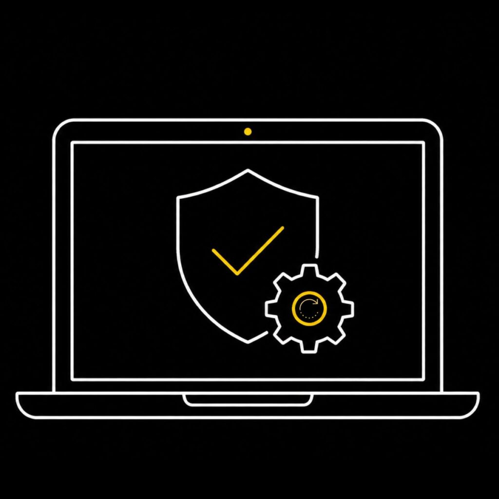 "Icône représentant la maintenance technique d'un site web : mises à jour, sécurité et sauvegardes"