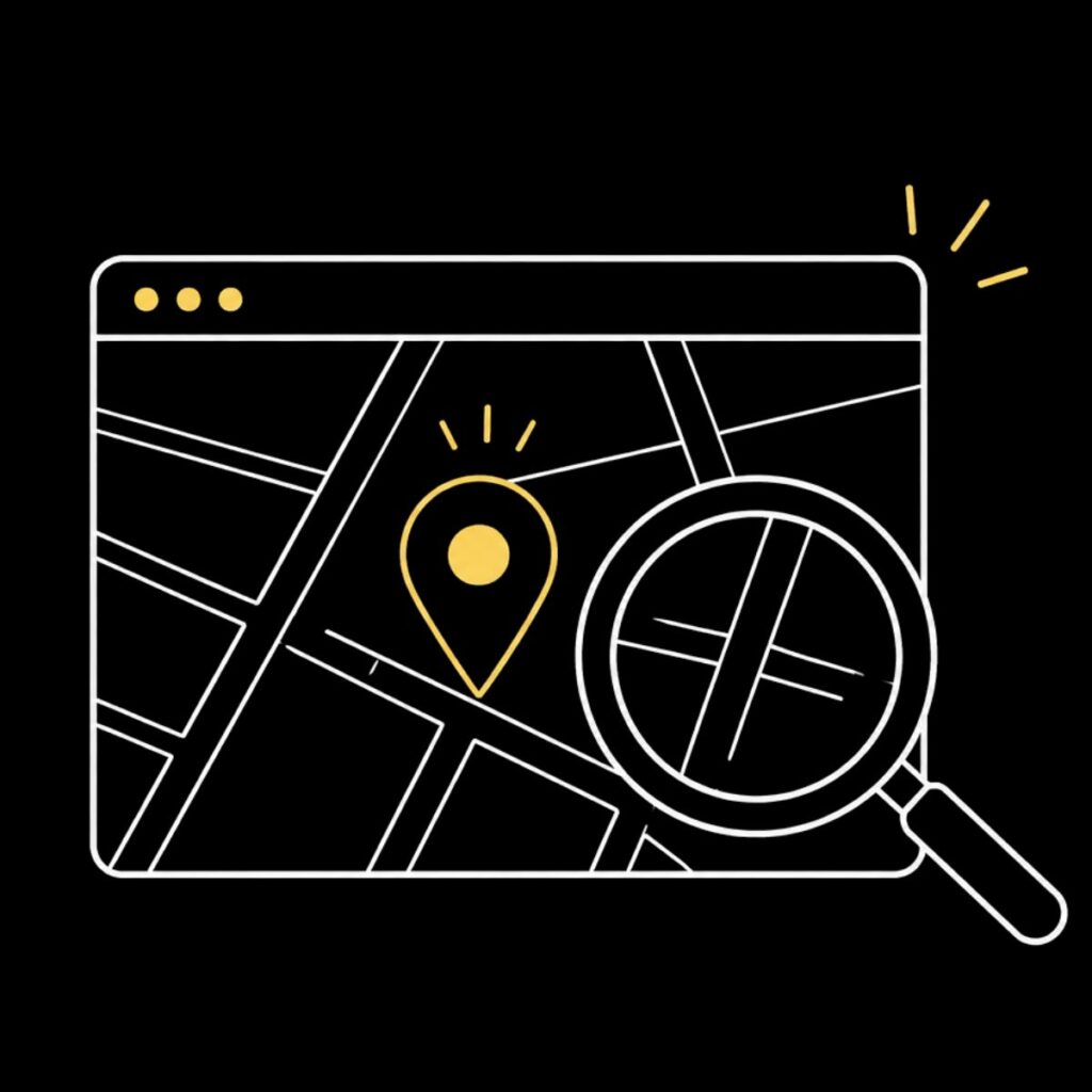 "Icône représentant la visibilité en ligne et le référencement local Google Business"